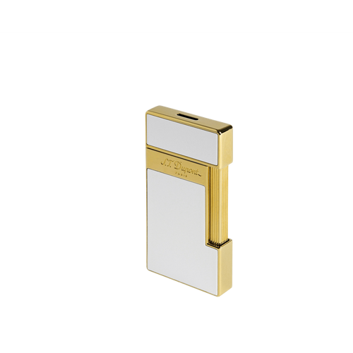 Slimmy White Lacquer/Golden Lighter-S.T. Dupont-Renee Taylor Gallery