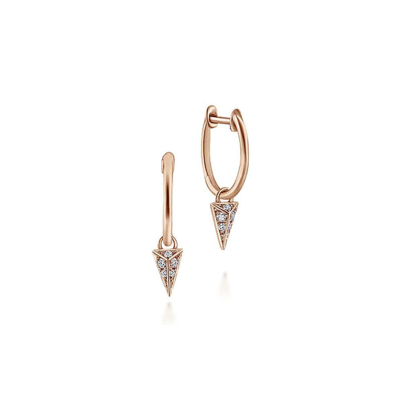 14K Rose Gold 10mm Diamond Spike Drop Earrings - EG13067K45JJ-Gabriel & Co.-Renee Taylor Gallery