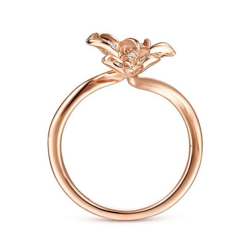 14K Rose Gold Floral Bypass Diamond Ring - LR50640K45JJ-Gabriel & Co.-Renee Taylor Gallery