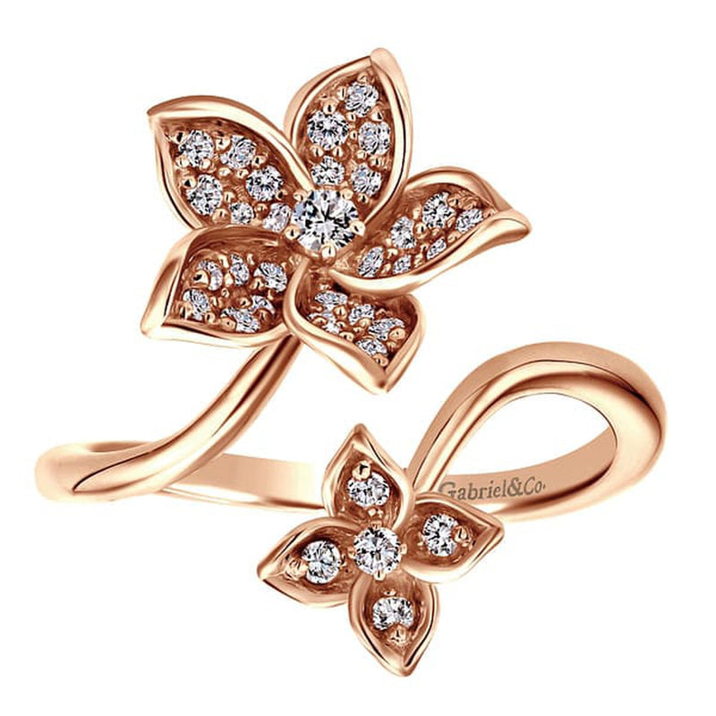 14K Rose Gold Floral Bypass Diamond Ring - LR50640K45JJ-Gabriel & Co.-Renee Taylor Gallery