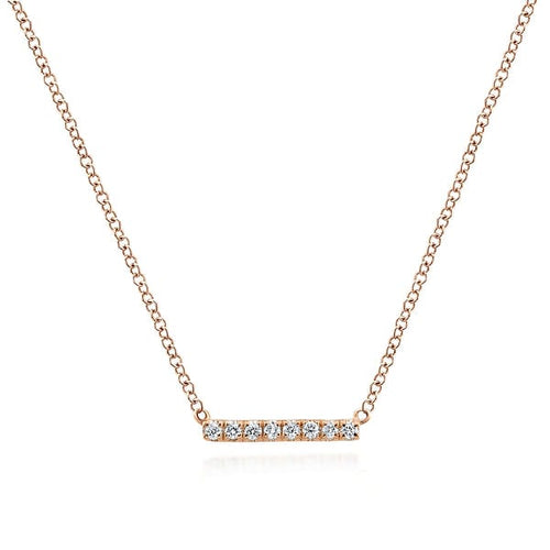 14K Rose Gold Petite Pavé Diamond Bar Necklace - NK5422K45JJ-Gabriel & Co.-Renee Taylor Gallery