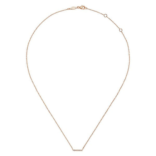 14K Rose Gold Petite Pavé Diamond Bar Necklace - NK5422K45JJ-Gabriel & Co.-Renee Taylor Gallery