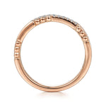 14K Rose Gold Two Row Beaded Diamond Stackable Ring - LR51456K45JJ-Gabriel & Co.-Renee Taylor Gallery