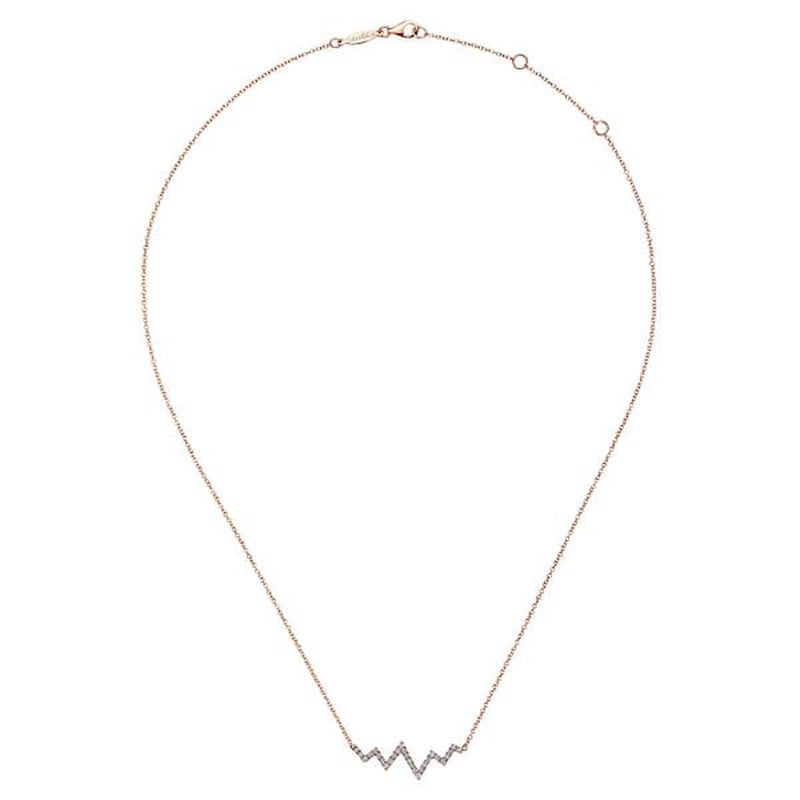 14K Rose Gold Zig Zag Diamond Necklace - NK4882K45JJ-Gabriel & Co.-Renee Taylor Gallery