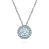 14K White Gold Aquamarine and Diamond Halo Pendant Necklace - NK2824W45AQ-Gabriel & Co.-Renee Taylor Gallery