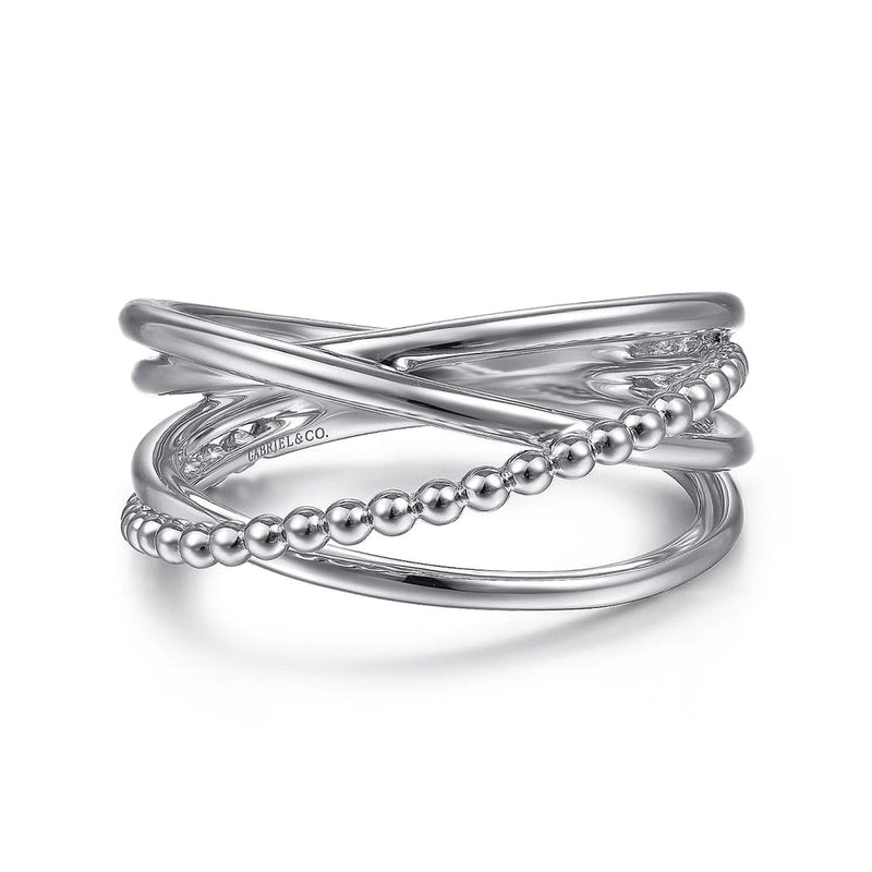 14K White Gold Bujukan Criss Cross Ring - LR51830W4JJJ-Gabriel & Co.-Renee Taylor Gallery