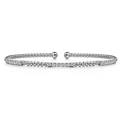 14K White Gold Bujukan Diamond Stations Bangle - BG4217-62W45JJ-Gabriel & Co.-Renee Taylor Gallery