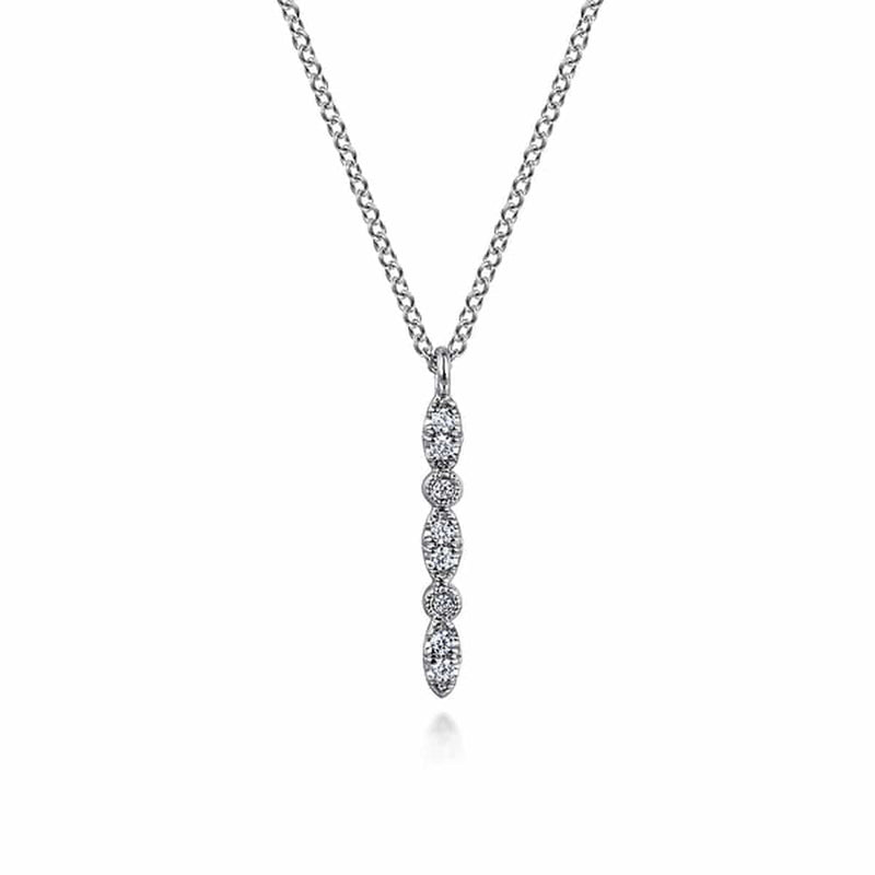 14K White Gold Diamond Bar Necklace - NK7439W45JJ-Gabriel & Co.-Renee Taylor Gallery