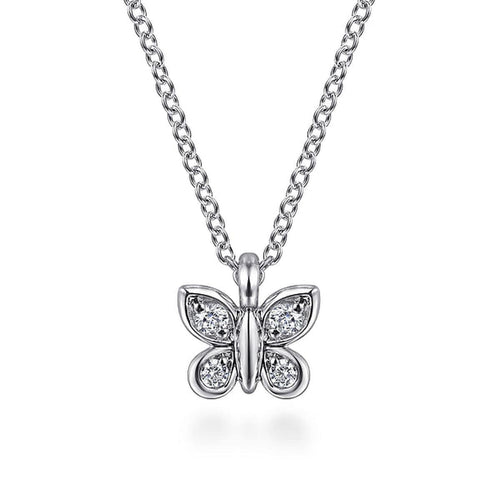 14K White Gold Diamond Butterfly Pendant Necklace - NK7430W45JJ-Gabriel & Co.-Renee Taylor Gallery