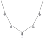 14K White Gold Diamond Pavé Clover Drop Necklace - NK6591W45JJ-Gabriel & Co.-Renee Taylor Gallery