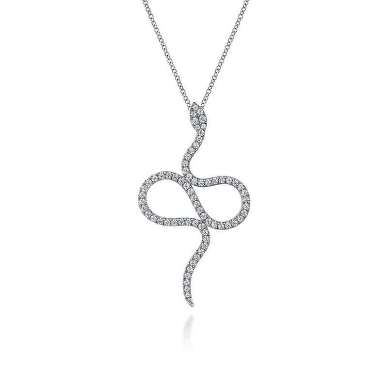 14K White Gold Diamond Snake Pendant Necklace - NK7587W45JJ-Gabriel & Co.-Renee Taylor Gallery