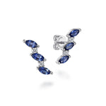 14K White Gold Diamonds and Marquise Blue Sapphire Ear Climber Stud Earrings - EG15128W45SA-Gabriel & Co.-Renee Taylor Gallery