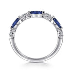 14K White Gold Diamonds and Marquise Blue Sapphire Ring - LR52645W45SA-Gabriel & Co.-Renee Taylor Gallery