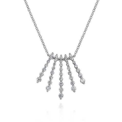 14K White Gold Graduating Diamond Bar Fan Necklace - NK5833W45JJ-Gabriel & Co.-Renee Taylor Gallery