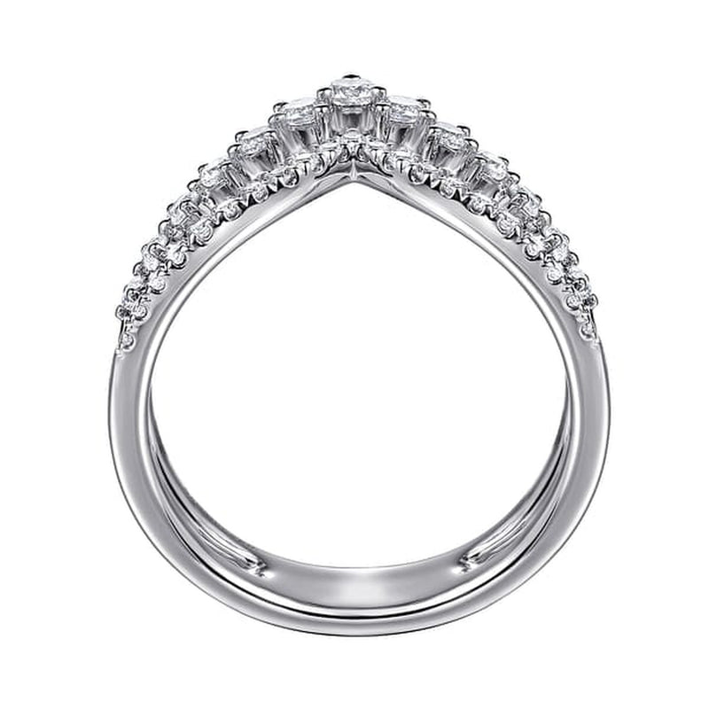 14K White Gold Graduating Diamond Chevron Ring - LR52811W45JJ-Gabriel & Co.-Renee Taylor Gallery