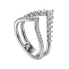 14K White Gold Graduating Diamond Chevron Ring - LR52811W45JJ-Gabriel & Co.-Renee Taylor Gallery