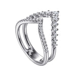 14K White Gold Graduating Diamond Chevron Ring - LR52811W45JJ-Gabriel & Co.-Renee Taylor Gallery