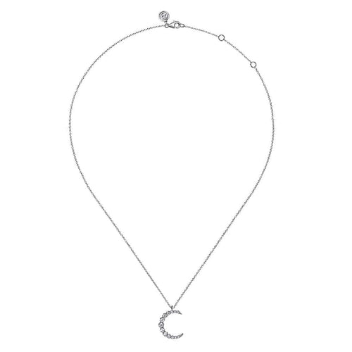 14K White Gold Graduating Diamond Moon Pendant Necklace - NK7772W45JJ-Gabriel & Co.-Renee Taylor Gallery