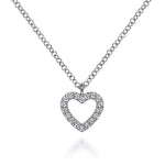 14K White Gold Open Heart Diamond Pendant Necklace - NK6475W45JJ-Gabriel & Co.-Renee Taylor Gallery