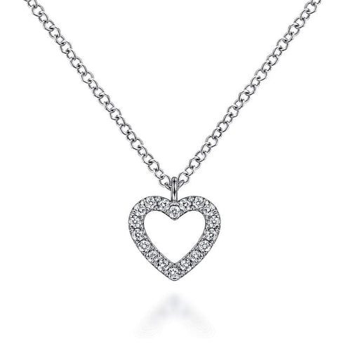 14K White Gold Open Heart Diamond Pendant Necklace - NK6475W45JJ-Gabriel & Co.-Renee Taylor Gallery