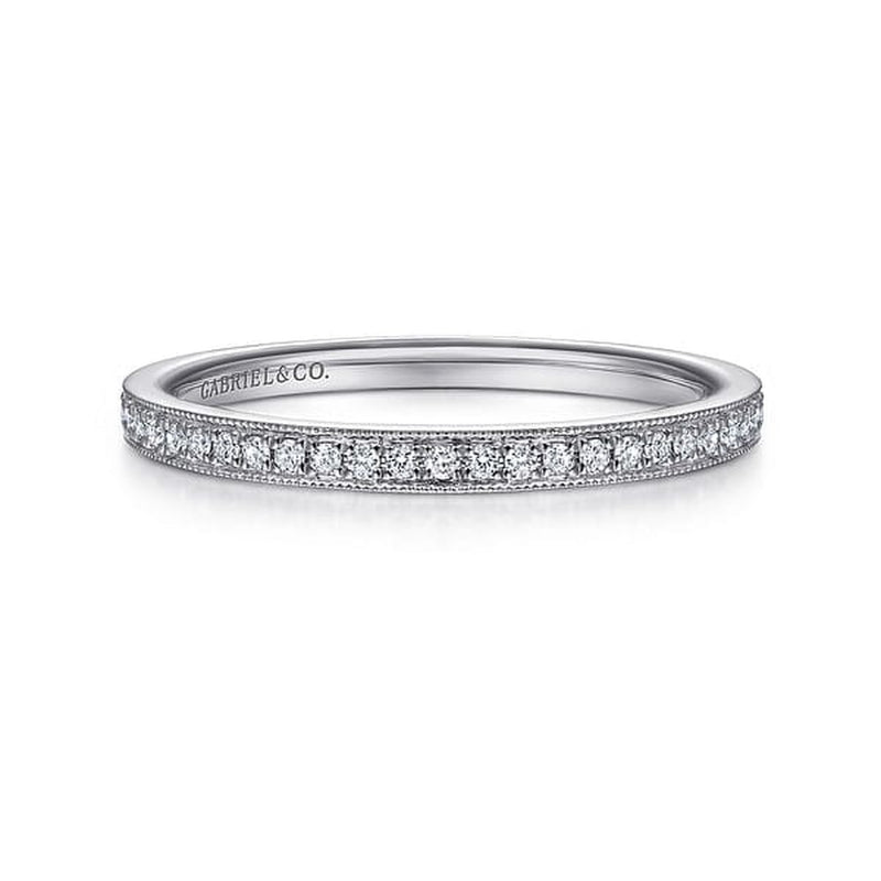 14k White Gold Pavé Diamond Eternity Stackable Ring - LR4862W45JJ-Gabriel & Co.-Renee Taylor Gallery