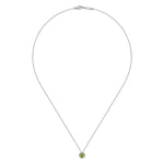 14K White Gold Peridot and Diamond Halo Pendant Necklace - NK2824W45PE-Gabriel & Co.-Renee Taylor Gallery