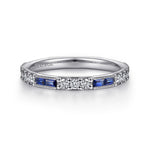 14K White Gold Sapphire Baguette and Diamond Stackable Ring - LR4572W45SA-Gabriel & Co.-Renee Taylor Gallery