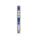 14K White Gold Sapphire Baguette and Diamond Stackable Ring - LR4572W45SA-Gabriel & Co.-Renee Taylor Gallery