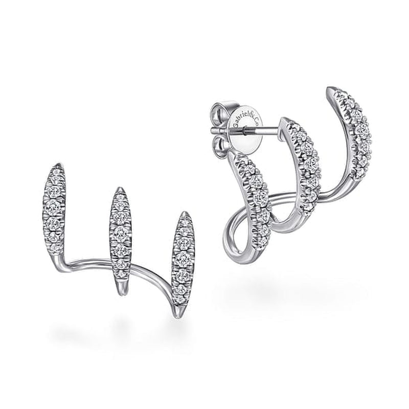 14K White Gold Three Bar Diamond Stud Earrings - EG13652W45JJ-Gabriel & Co.-Renee Taylor Gallery