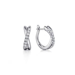 14K White Gold Twisted 15mm Diamond Huggie Earrings - EG13328W45JJ-Gabriel & Co.-Renee Taylor Gallery