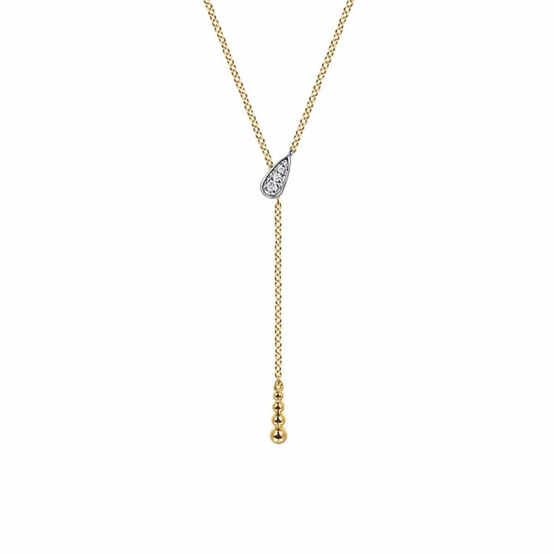 14K White & Yellow Gold Bujukan And Diamond Y Necklace - NK7661M45JJ-Gabriel & Co.-Renee Taylor Gallery