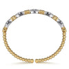 14K White Yellow Gold Bujukan Beads and Diamond Station Split Bangle Bracelet - BG5058-62M45JJ-Gabriel & Co.-Renee Taylor Gallery