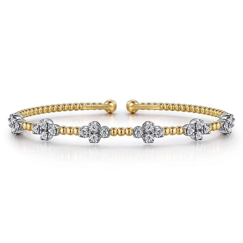 14K White-Yellow Gold Bujukan Diamond Bangle - BG4782-62M45JJ-Gabriel & Co.-Renee Taylor Gallery