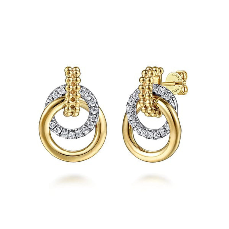 14K White & Yellow Gold Bujukan Diamond Stud Earrings - EG15201M45JJ-Gabriel & Co.-Renee Taylor Gallery