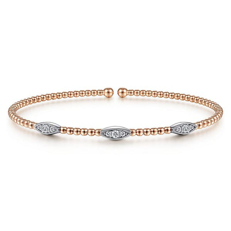 14K White and Rose Gold Diamond Bangle - BG4437-62T45JJ-Gabriel & Co.-Renee Taylor Gallery