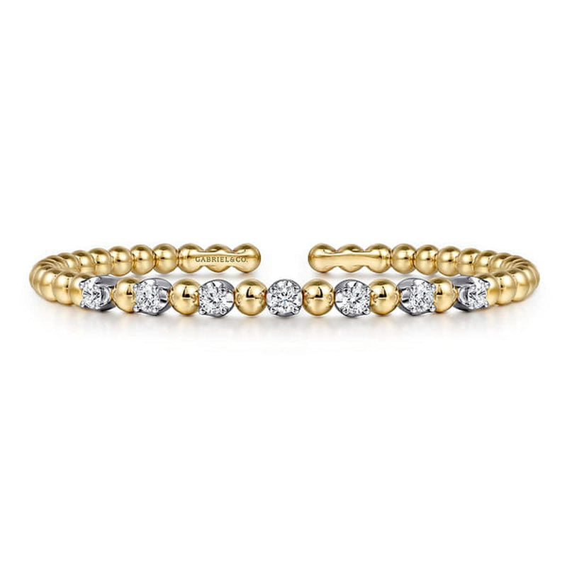 14K White and Yellow Gold Diamond Bujukan Beads Split Bangle - BG4973-62M45JJ-Gabriel & Co.-Renee Taylor Gallery