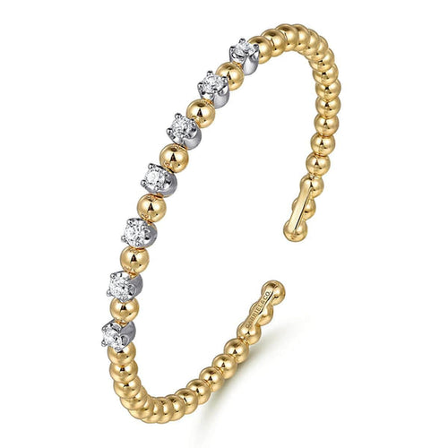 14K White and Yellow Gold Diamond Bujukan Beads Split Bangle - BG4973-62M45JJ-Gabriel & Co.-Renee Taylor Gallery