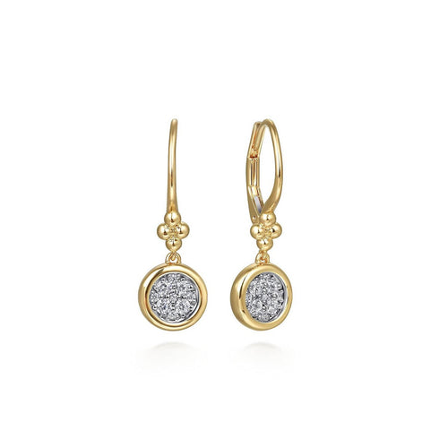 14K White and Yellow Gold Diamond Cluster Bujukan Lever Back Earrings - EG15016M45JJ-Gabriel & Co.-Renee Taylor Gallery