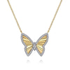 14K White and Yellow Gold Diamond Cut Butterfly Necklace - NK7557M45JJ-Gabriel & Co.-Renee Taylor Gallery