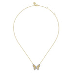 14K White and Yellow Gold Diamond Cut Butterfly Necklace - NK7557M45JJ-Gabriel & Co.-Renee Taylor Gallery