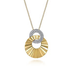 14K White and Yellow Gold Diamond Cut Drop Pendant Necklace - NK7555M45JJ-Gabriel & Co.-Renee Taylor Gallery