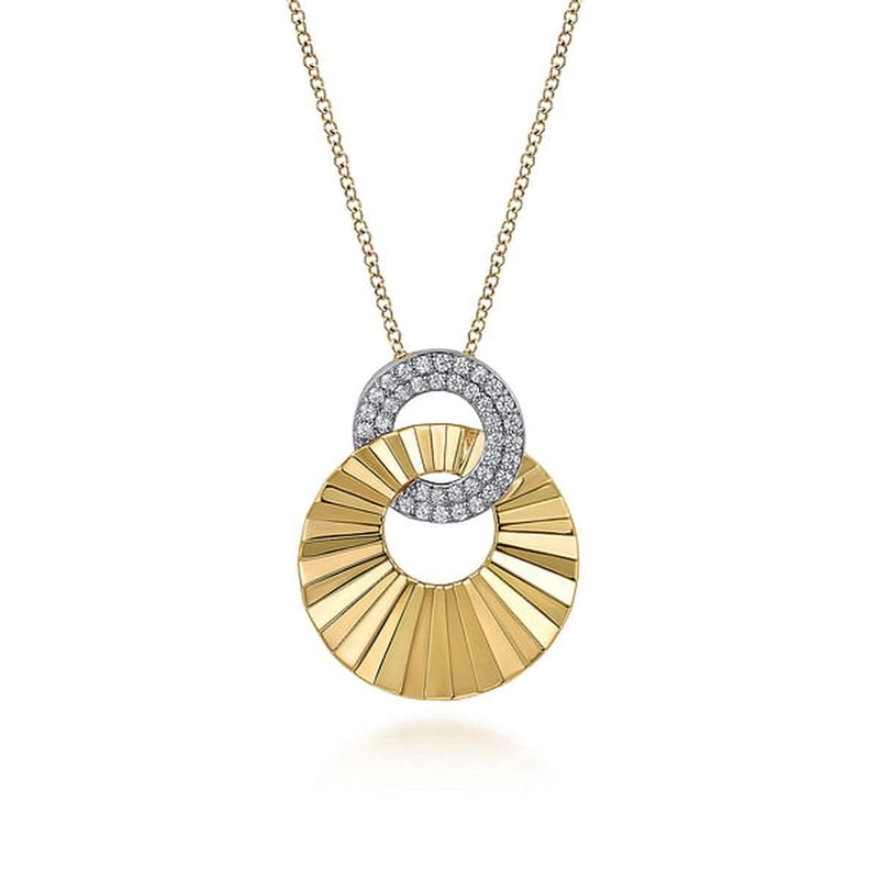 14K White and Yellow Gold Diamond Cut Drop Pendant Necklace - NK7555M45JJ-Gabriel & Co.-Renee Taylor Gallery