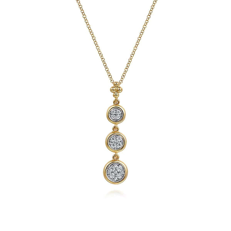 14K White and Yellow Gold Graduating Diamond Cluster Bujukan Pendant Necklace - NK7522M45JJ-Gabriel & Co.-Renee Taylor Gallery