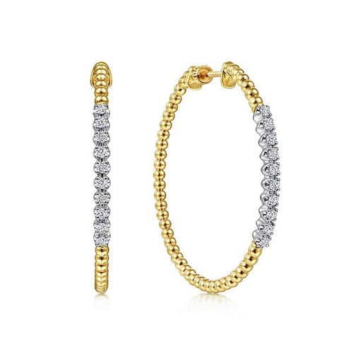 14K Yellow Gold 40mm Bujukan Diamond Classic Hoop Earrings - EG13970Y45JJ-Gabriel & Co.-Renee Taylor Gallery