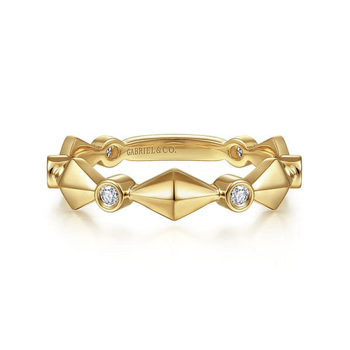 14K Yellow Gold Alternating Geometric and Diamond Station Ring - LR51919Y45JJ-Gabriel & Co.-Renee Taylor Gallery