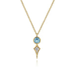 14K Yellow Gold Blue Topaz and Kite Diamond Pendant Necklace - NK6122Y45BT-Gabriel & Co.-Renee Taylor Gallery