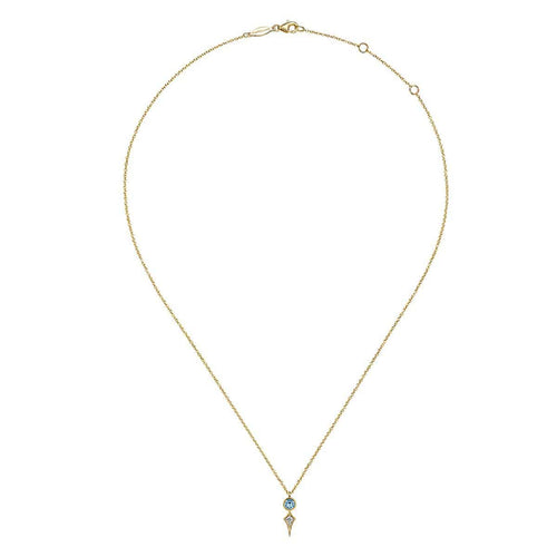 14K Yellow Gold Blue Topaz and Kite Diamond Pendant Necklace - NK6122Y45BT-Gabriel & Co.-Renee Taylor Gallery