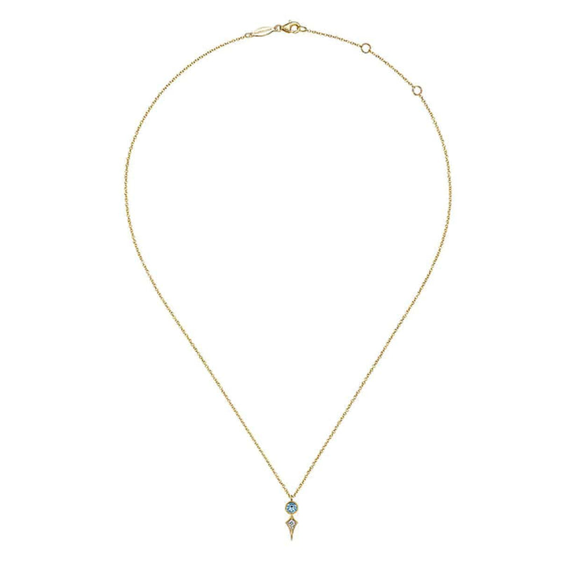 14K Yellow Gold Blue Topaz and Kite Diamond Pendant Necklace - NK6122Y45BT-Gabriel & Co.-Renee Taylor Gallery