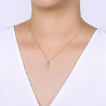 14K Yellow Gold Blue Topaz and Kite Diamond Pendant Necklace - NK6122Y45BT-Gabriel & Co.-Renee Taylor Gallery