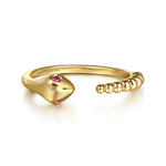 14K Yellow Gold Bujukan And Ruby Snake Open Ring - LR52680Y4JRA-Gabriel & Co.-Renee Taylor Gallery